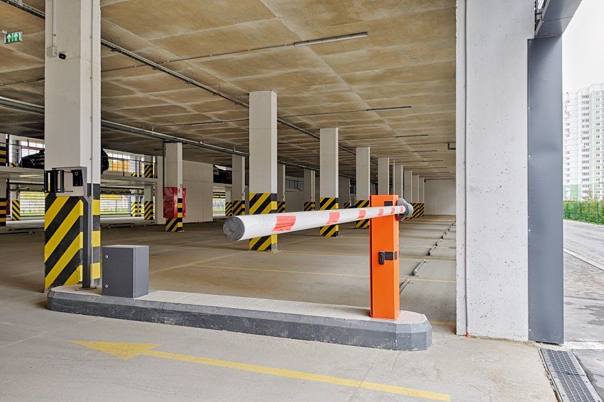 Automated vehicle barrier installed in a modern parking structure