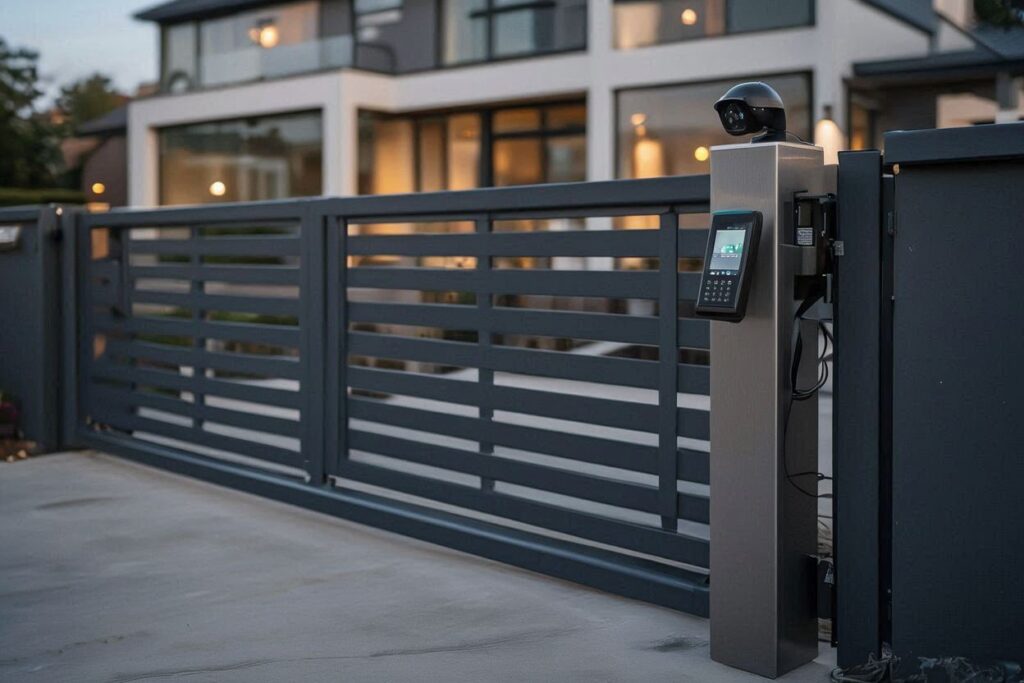 Smart residential gate controlled through a connected mobile interface